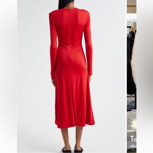 NWT SMALL - Red Twisted Cup Midi Dress - Picture 2 of 4
